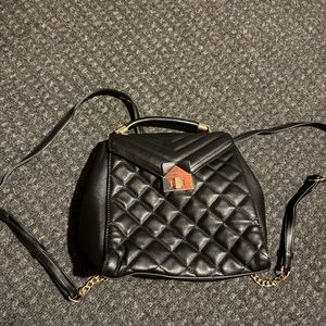 Black Quilted Leather Handbag